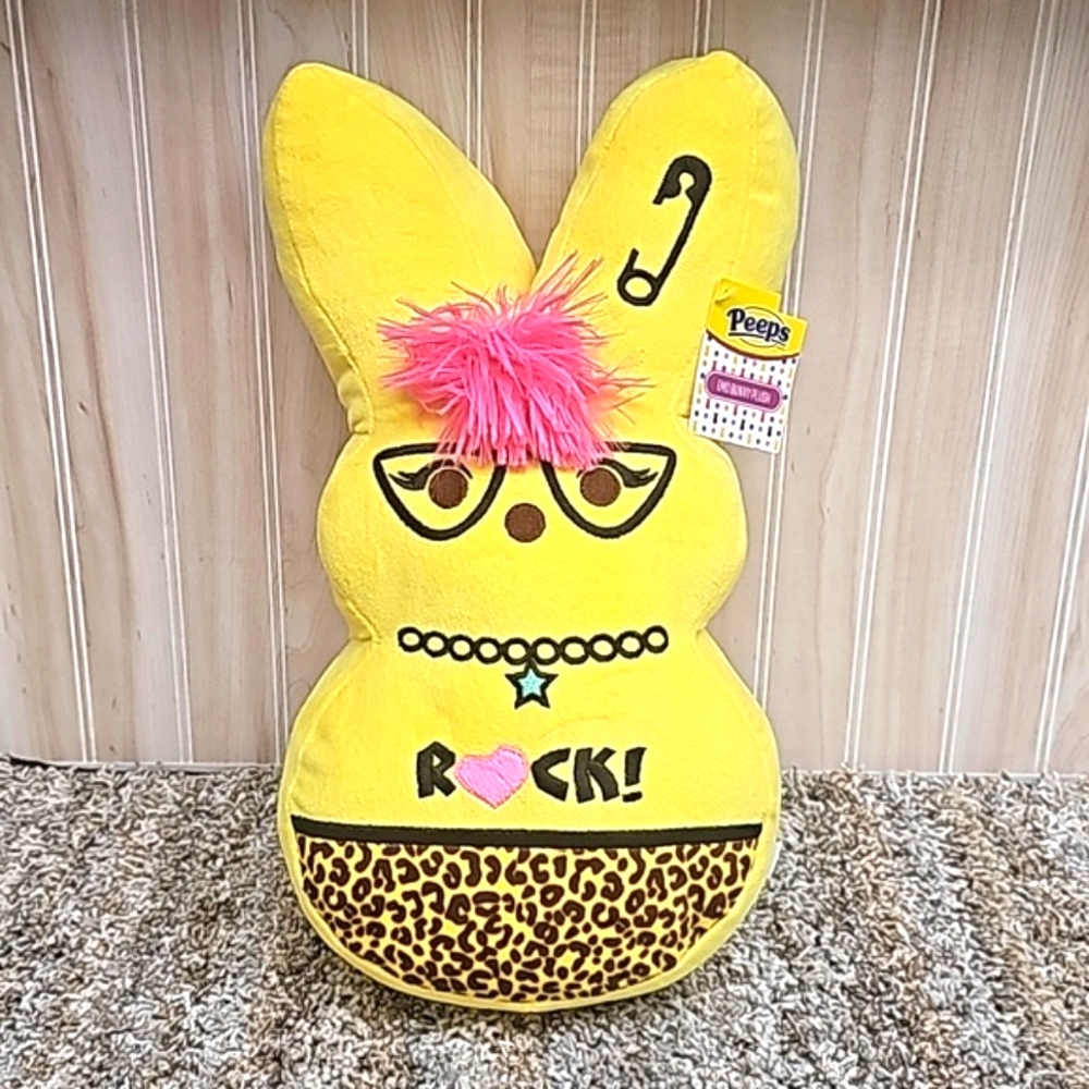Peeps Plush Bunny • Yellow •15" Tall • Embroidered • Emo • Rock • NWT